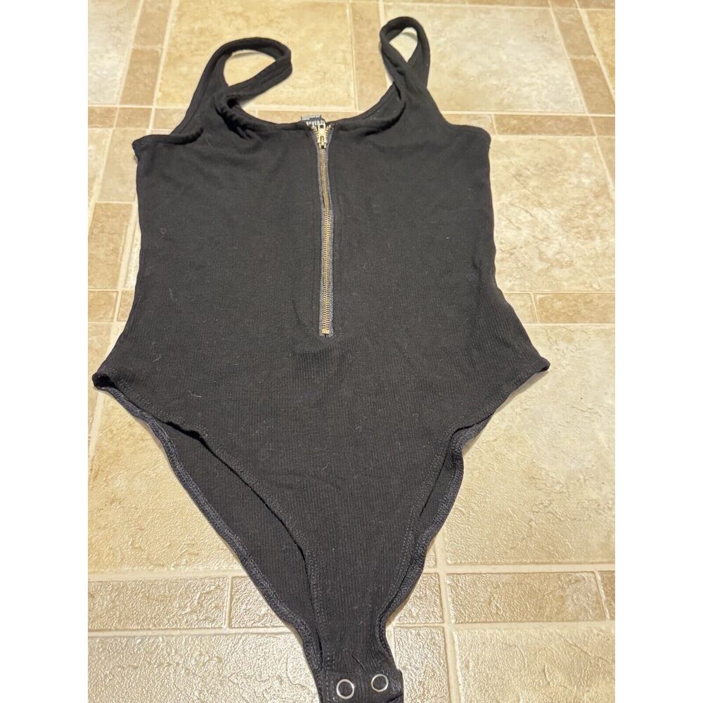 Forever 21 Black Ribbed Womens Bodysuit Size Large